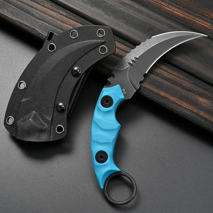 GTK691 Fixed Blade Knife D2 Steel Blade Nylon Fiberglass Handle with Kydex Sheath for Outdoor Camping Hunting Hiking Survival EDC Tool(Black)