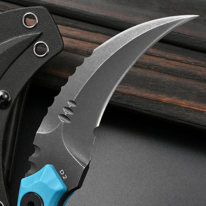 GTK691 Fixed Blade Knife D2 Steel Blade Nylon Fiberglass Handle with Kydex Sheath for Outdoor Camping Hunting Hiking Survival EDC Tool(Black)