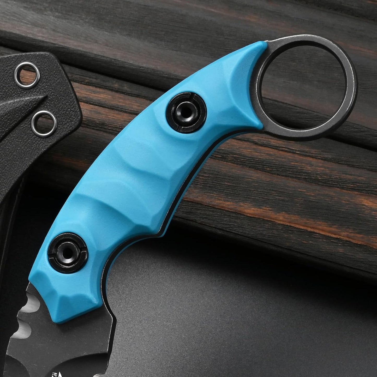GTK691 Fixed Blade Knife D2 Steel Blade Nylon Fiberglass Handle with Kydex Sheath for Outdoor Camping Hunting Hiking Survival EDC Tool(Black)