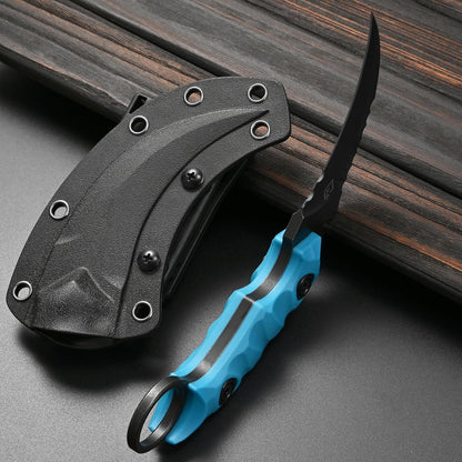 GTK691 Fixed Blade Knife D2 Steel Blade Nylon Fiberglass Handle with Kydex Sheath for Outdoor Camping Hunting Hiking Survival EDC Tool(Black)