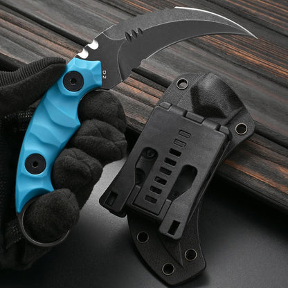 GTK691 Fixed Blade Knife D2 Steel Blade Nylon Fiberglass Handle with Kydex Sheath for Outdoor Camping Hunting Hiking Survival EDC Tool(Black)