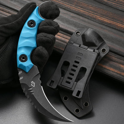 GTK691 Fixed Blade Knife D2 Steel Blade Nylon Fiberglass Handle with Kydex Sheath for Outdoor Camping Hunting Hiking Survival EDC Tool(Black)