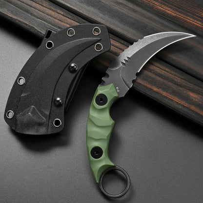 GTK691 Fixed Blade Knife D2 Steel Blade Nylon Fiberglass Handle with Kydex Sheath for Outdoor Camping Hunting Hiking Survival EDC Tool(Black)