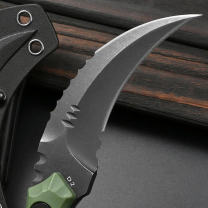 GTK691 Fixed Blade Knife D2 Steel Blade Nylon Fiberglass Handle with Kydex Sheath for Outdoor Camping Hunting Hiking Survival EDC Tool(Black)