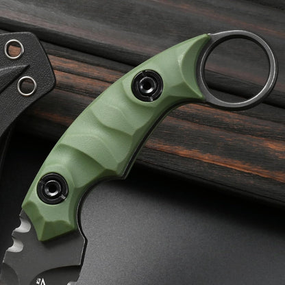 GTK691 Fixed Blade Knife D2 Steel Blade Nylon Fiberglass Handle with Kydex Sheath for Outdoor Camping Hunting Hiking Survival EDC Tool(Black)