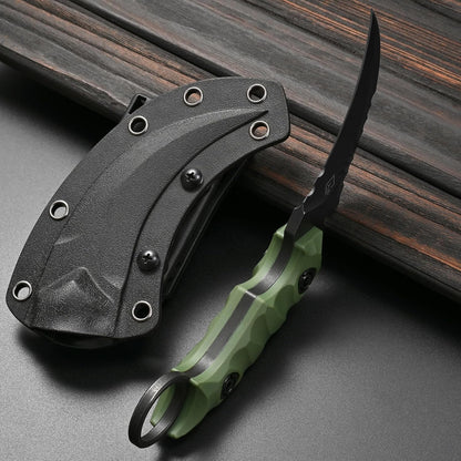 GTK691 Fixed Blade Knife D2 Steel Blade Nylon Fiberglass Handle with Kydex Sheath for Outdoor Camping Hunting Hiking Survival EDC Tool(Black)