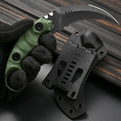 GTK691 Fixed Blade Knife D2 Steel Blade Nylon Fiberglass Handle with Kydex Sheath for Outdoor Camping Hunting Hiking Survival EDC Tool(Black)