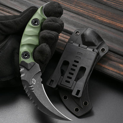 GTK691 Fixed Blade Knife D2 Steel Blade Nylon Fiberglass Handle with Kydex Sheath for Outdoor Camping Hunting Hiking Survival EDC Tool(Black)