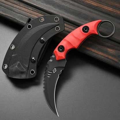 GTK691 Fixed Blade Knife D2 Steel Blade Nylon Fiberglass Handle with Kydex Sheath for Outdoor Camping Hunting Hiking Survival EDC Tool(Black)