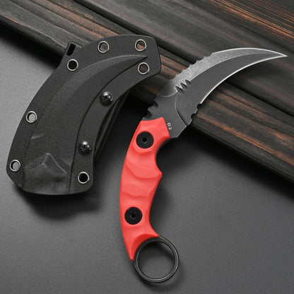 GTK691 Fixed Blade Knife D2 Steel Blade Nylon Fiberglass Handle with Kydex Sheath for Outdoor Camping Hunting Hiking Survival EDC Tool(Black)