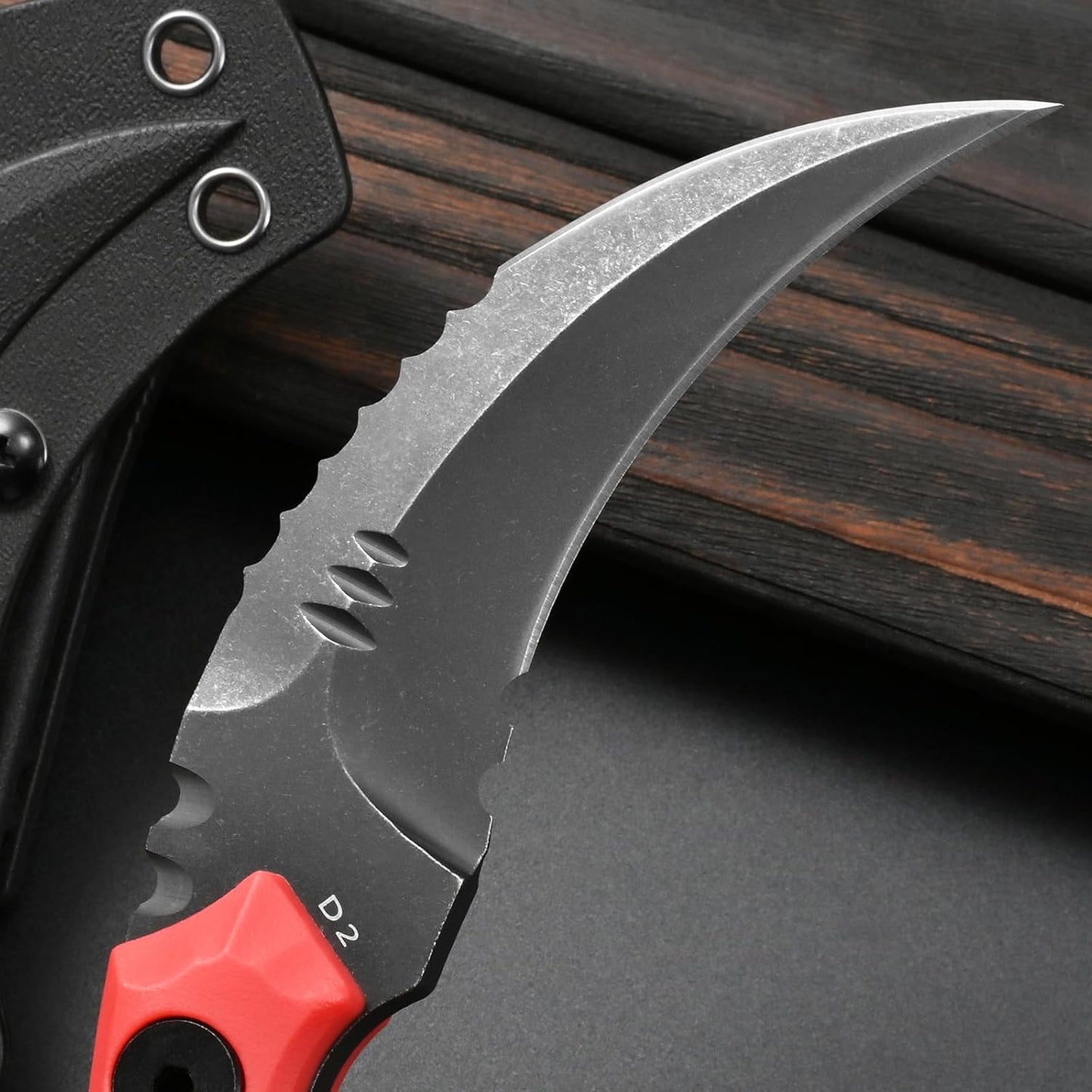 GTK691 Fixed Blade Knife D2 Steel Blade Nylon Fiberglass Handle with Kydex Sheath for Outdoor Camping Hunting Hiking Survival EDC Tool(Black)
