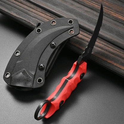 GTK691 Fixed Blade Knife D2 Steel Blade Nylon Fiberglass Handle with Kydex Sheath for Outdoor Camping Hunting Hiking Survival EDC Tool(Black)