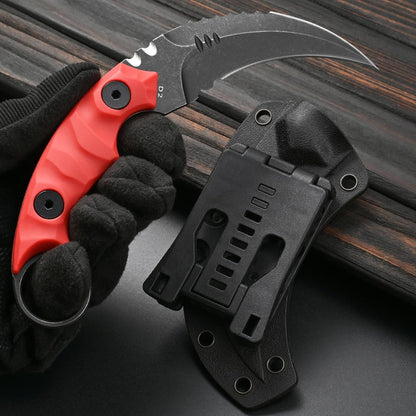 GTK691 Fixed Blade Knife D2 Steel Blade Nylon Fiberglass Handle with Kydex Sheath for Outdoor Camping Hunting Hiking Survival EDC Tool(Black)