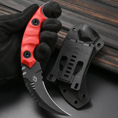 GTK691 Fixed Blade Knife D2 Steel Blade Nylon Fiberglass Handle with Kydex Sheath for Outdoor Camping Hunting Hiking Survival EDC Tool(Black)