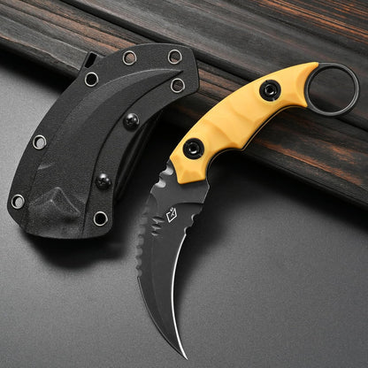 GTK691 Fixed Blade Knife D2 Steel Blade Nylon Fiberglass Handle with Kydex Sheath for Outdoor Camping Hunting Hiking Survival EDC Tool(Black)