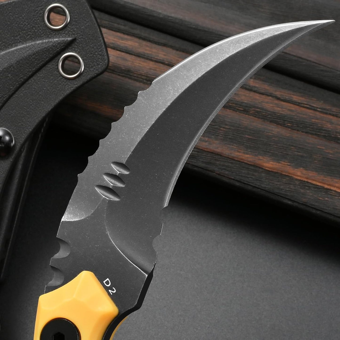 GTK691 Fixed Blade Knife D2 Steel Blade Nylon Fiberglass Handle with Kydex Sheath for Outdoor Camping Hunting Hiking Survival EDC Tool(Black)