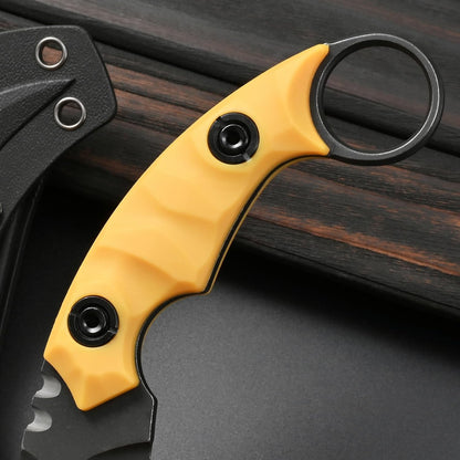 GTK691 Fixed Blade Knife D2 Steel Blade Nylon Fiberglass Handle with Kydex Sheath for Outdoor Camping Hunting Hiking Survival EDC Tool(Black)