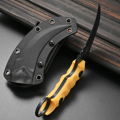 GTK691 Fixed Blade Knife D2 Steel Blade Nylon Fiberglass Handle with Kydex Sheath for Outdoor Camping Hunting Hiking Survival EDC Tool(Black)