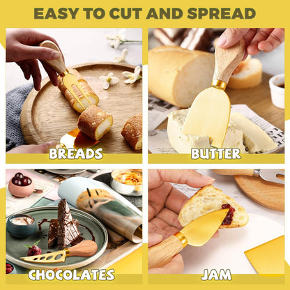 Charcuterie Boards Accessories Gold Charcuterie Utensils Cheese Butter Spreader Knife Set Small Serving Tongs Forks and Spoons Dipping Bowls Honey Dippers Toothpick Flags for Party Platter Making
