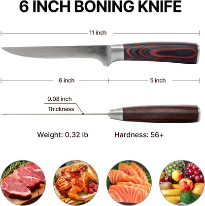 Steak Knives Set of 4, 4.5 Inch Serrated Steak Knife with Pakkawood Handle, High Carbon Stainless Steel Sharp Dinner Knives for Cutting Thick Meat, Steak BBQ, Gift Box