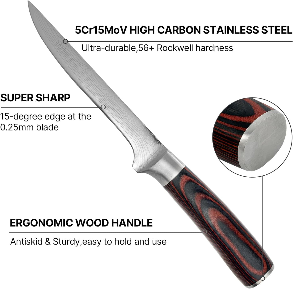 Steak Knives Set of 4, 4.5 Inch Serrated Steak Knife with Pakkawood Handle, High Carbon Stainless Steel Sharp Dinner Knives for Cutting Thick Meat, Steak BBQ, Gift Box