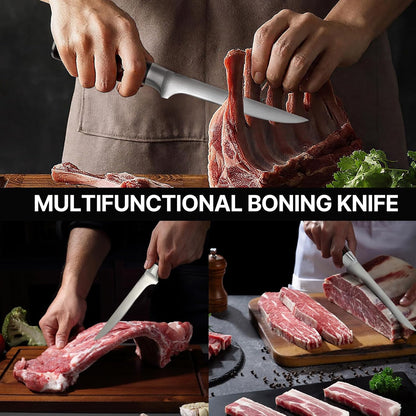 Steak Knives Set of 4, 4.5 Inch Serrated Steak Knife with Pakkawood Handle, High Carbon Stainless Steel Sharp Dinner Knives for Cutting Thick Meat, Steak BBQ, Gift Box