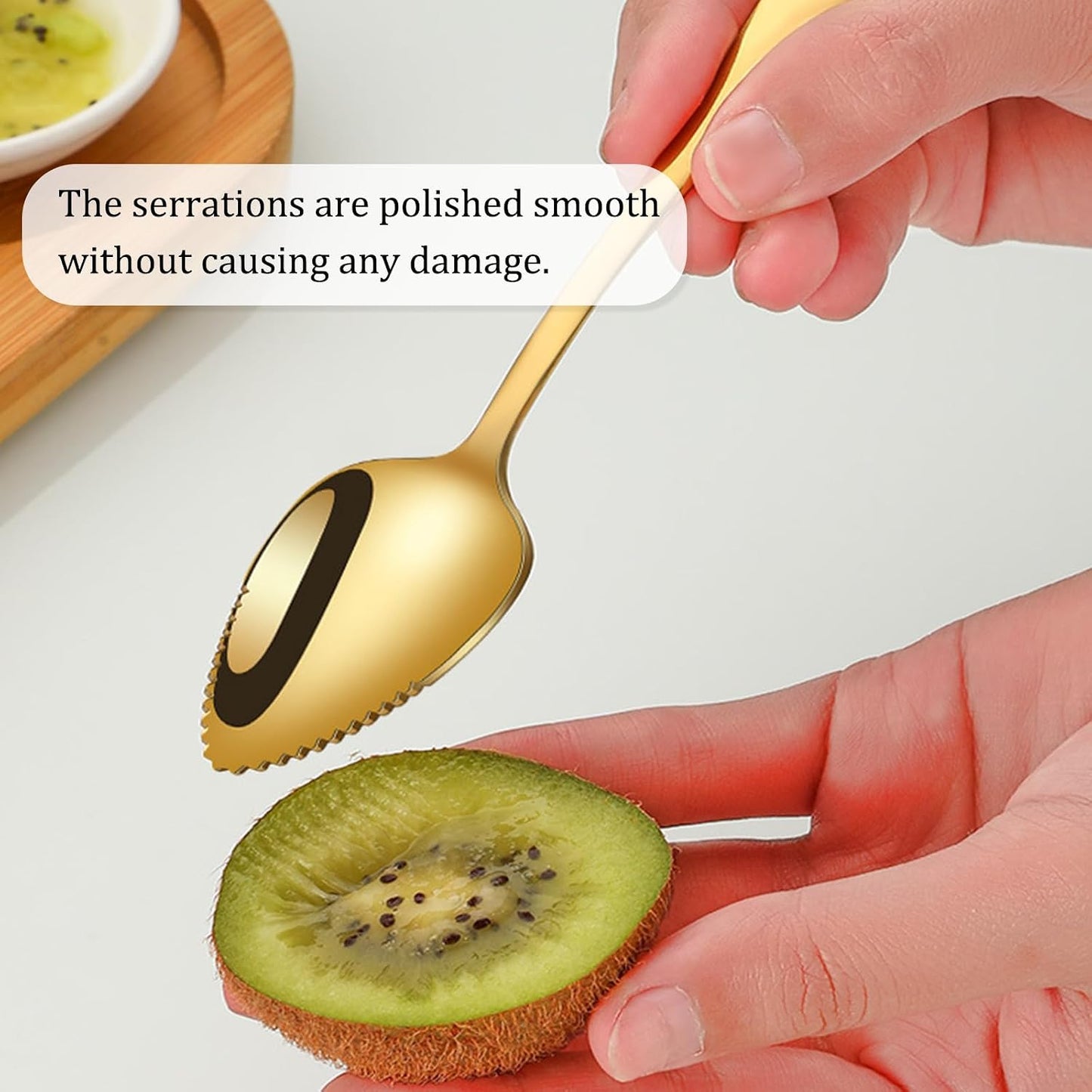 Grapefruit Spoons 2 Pieces Set, 1 Stainless Steel Spoon and 1 Knife with Titanium Plating, Grapefruit Utensils Tool