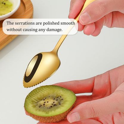 Grapefruit Spoons 2 Pieces Set, 1 Stainless Steel Spoon and 1 Knife with Titanium Plating, Grapefruit Utensils Tool