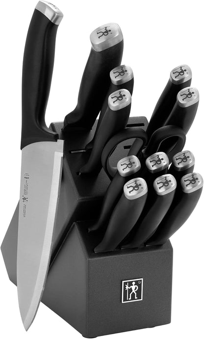 Silvercap 14 Piece Knife Block Set, German-Engineered, Black | Kitchen Knife Set with Wood Block, Informed by 100+ Years of Mastery, Dishwasher Safe, Ergonomic Handles