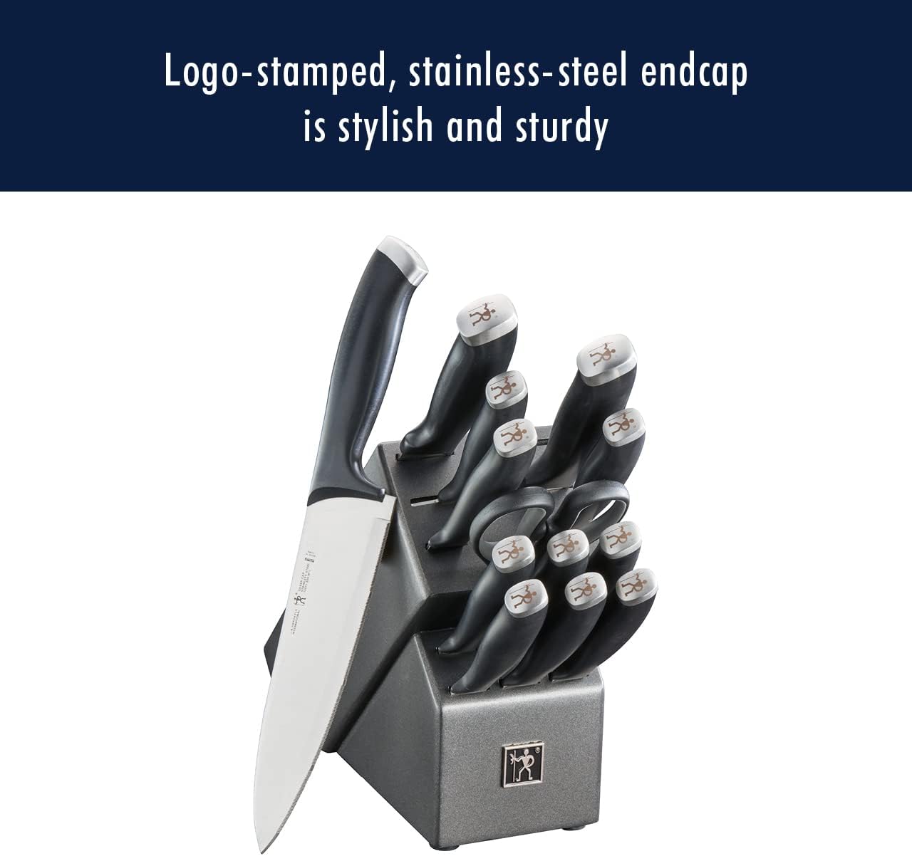 Silvercap 14 Piece Knife Block Set, German-Engineered, Black | Kitchen Knife Set with Wood Block, Informed by 100+ Years of Mastery, Dishwasher Safe, Ergonomic Handles