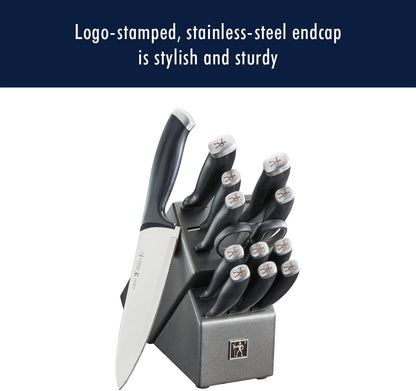 Silvercap 14 Piece Knife Block Set, German-Engineered, Black | Kitchen Knife Set with Wood Block, Informed by 100+ Years of Mastery, Dishwasher Safe, Ergonomic Handles