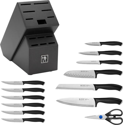 Silvercap 14 Piece Knife Block Set, German-Engineered, Black | Kitchen Knife Set with Wood Block, Informed by 100+ Years of Mastery, Dishwasher Safe, Ergonomic Handles