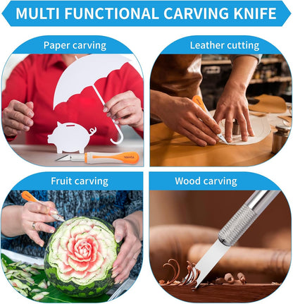 16-Piece Exacto Knife Set: 3 Hobby Knives &13 Industrial-Grade SK5 Steel Blades - Professional Craft Knife Set for DIY, Leather Craft, Pumpkin Carving