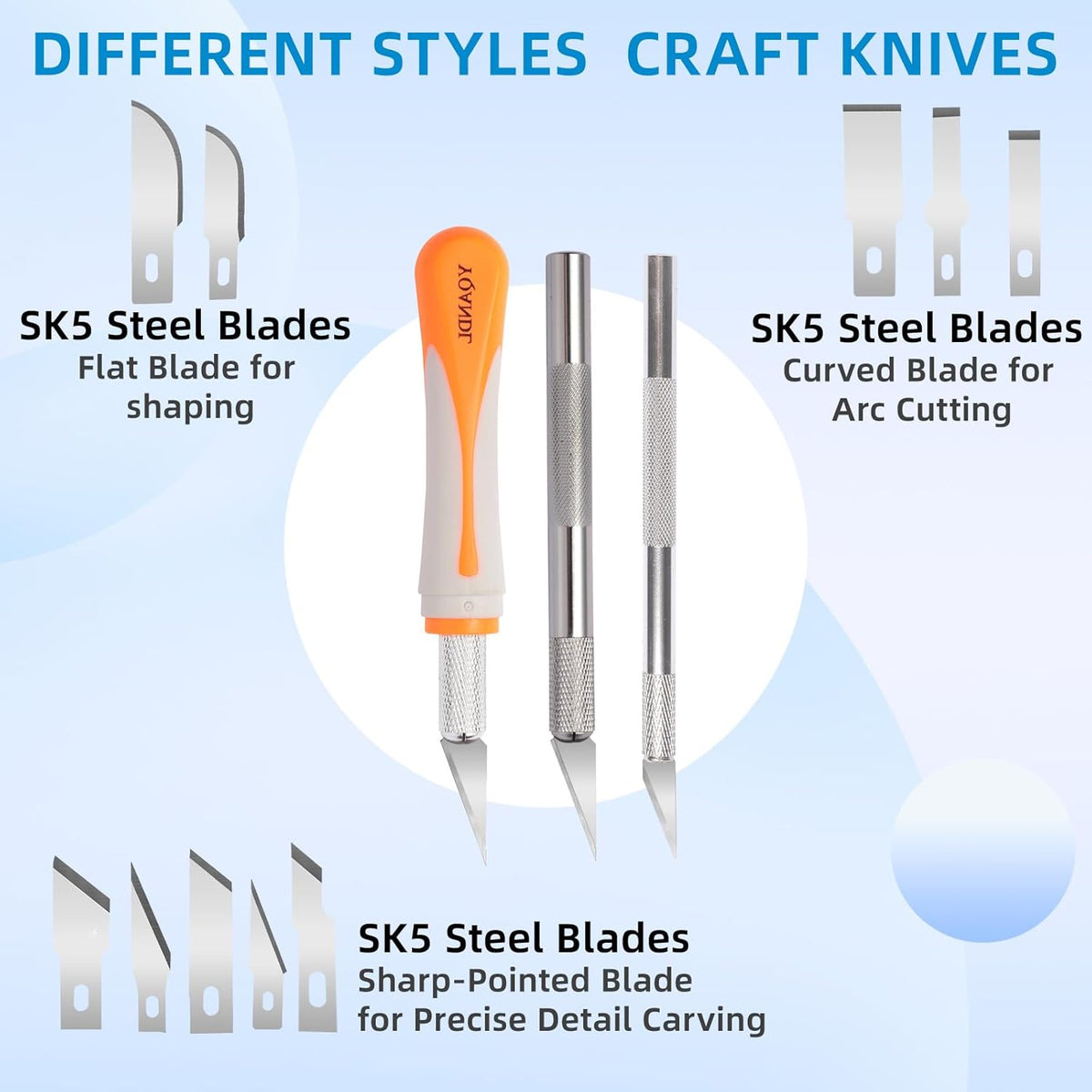 16-Piece Exacto Knife Set: 3 Hobby Knives &13 Industrial-Grade SK5 Steel Blades - Professional Craft Knife Set for DIY, Leather Craft, Pumpkin Carving