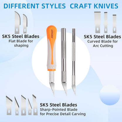 16-Piece Exacto Knife Set: 3 Hobby Knives &13 Industrial-Grade SK5 Steel Blades - Professional Craft Knife Set for DIY, Leather Craft, Pumpkin Carving
