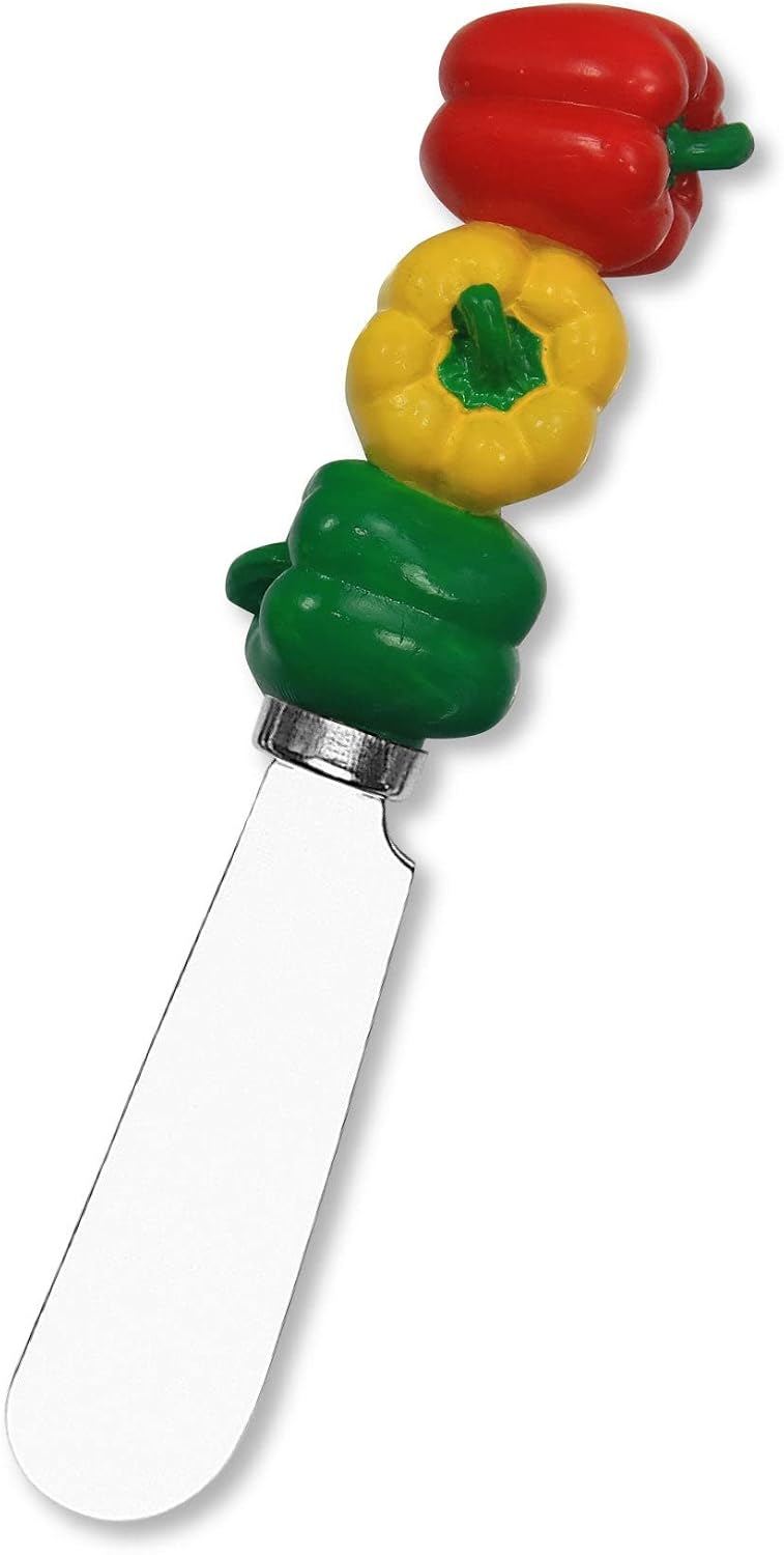 Flower Bouquet Cheese Spreaders, Hand-Painted Resin Handles with Stainless Steel Blades for Spreading Cream Cheese, Butter, and Jam, Assorted Designs, Set of 4