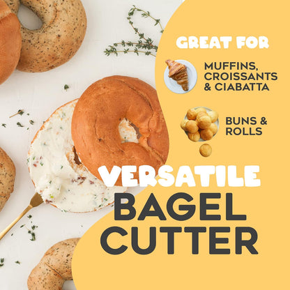 Bagel Slicer, Durable Kitchen Gadgets. Bagel Cutter with Knife for All Bagel Sizes, Dishwasher-Safe Bagel Cutter Slicer for Home, Bakeries, Coffee Shops, & more. (White)