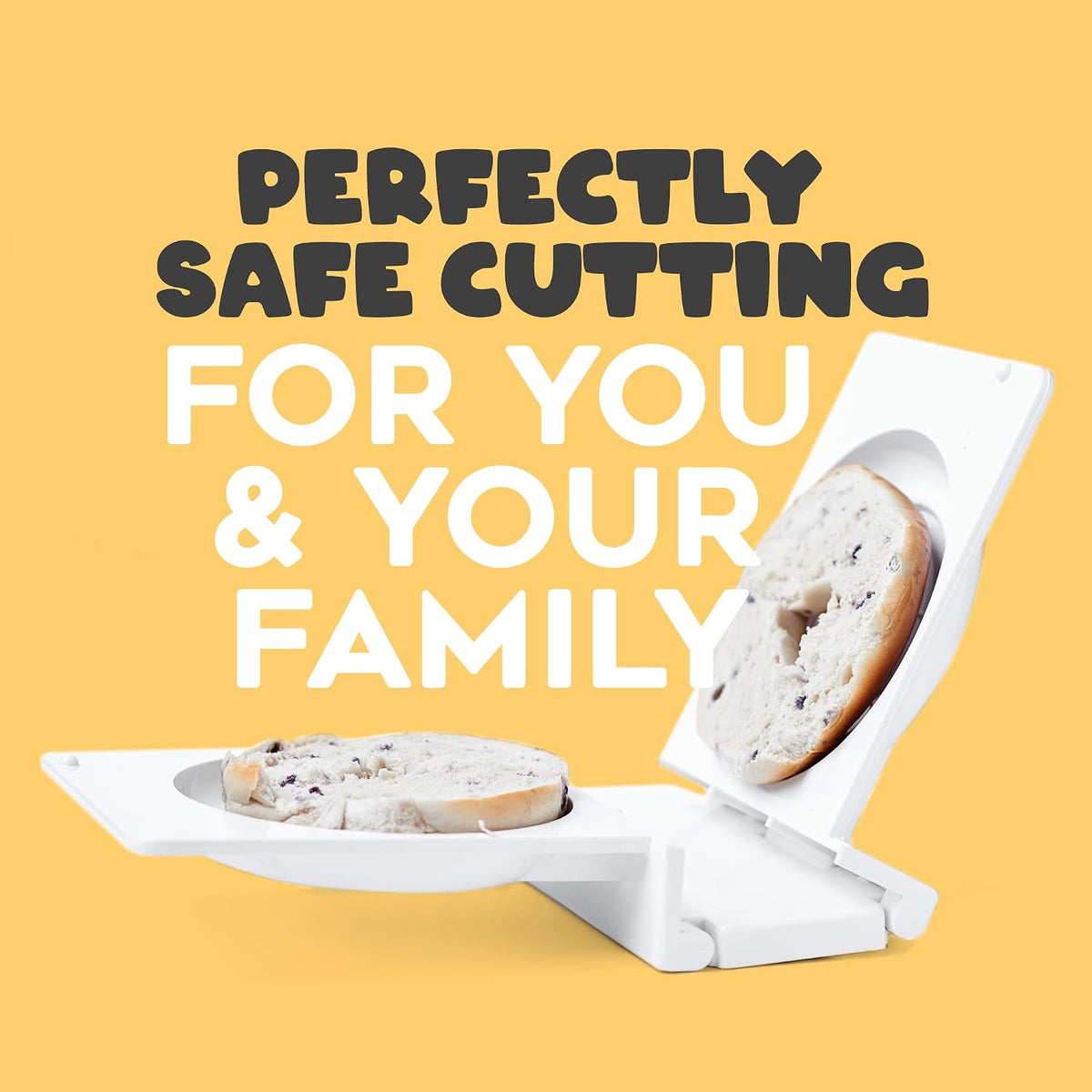 Bagel Slicer, Durable Kitchen Gadgets. Bagel Cutter with Knife for All Bagel Sizes, Dishwasher-Safe Bagel Cutter Slicer for Home, Bakeries, Coffee Shops, & more. (White)