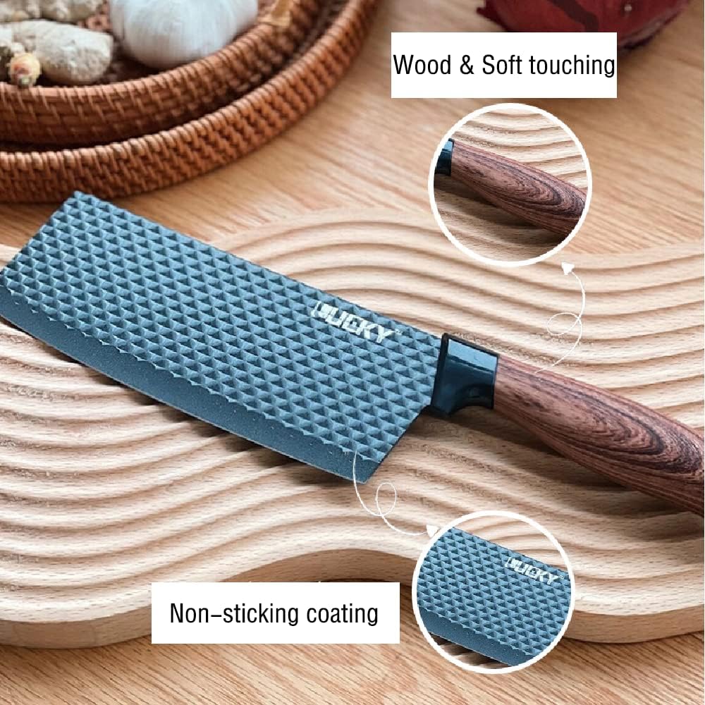 Knife Set, 6-Piece Black Kitchen Knife Set for Home, Anti-Rust Non-stick Stainless Steel Sharp Chef Knife Set with Universal Knife Block for Kitchen, Ergonomical Design (Black)
