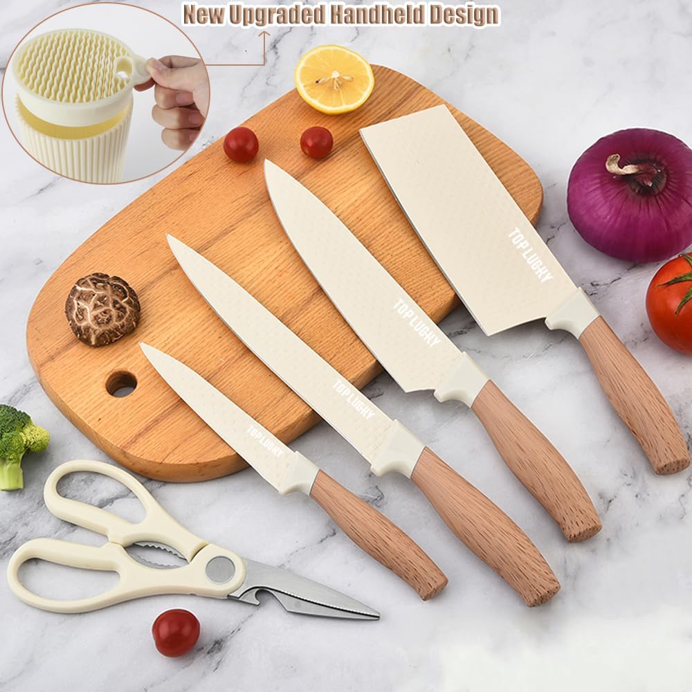 Knife Set, 6-Piece Black Kitchen Knife Set for Home, Anti-Rust Non-stick Stainless Steel Sharp Chef Knife Set with Universal Knife Block for Kitchen, Ergonomical Design (Black)