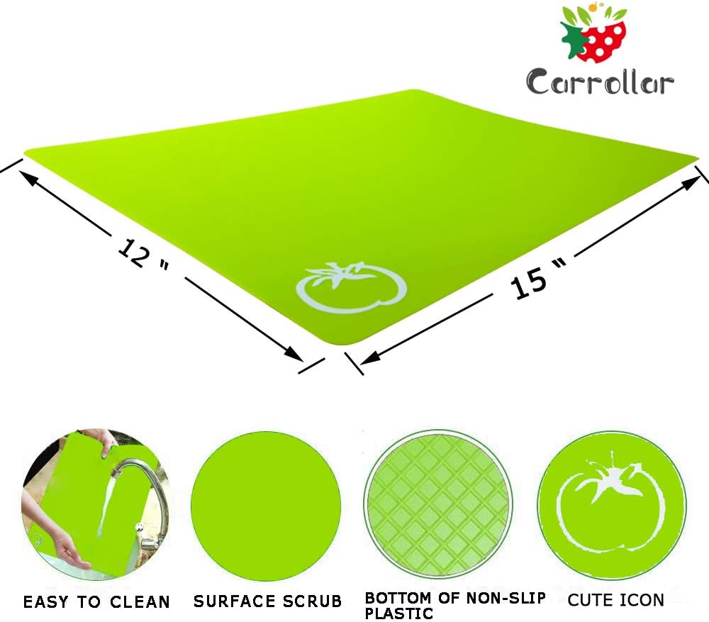 Flexible Plastic Cutting Board Mats, Colored Mats With Food Icons, Gripped Back, Cutting board Set of 4 (1)
