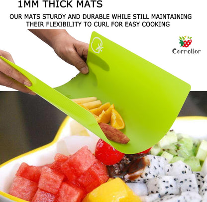 Flexible Plastic Cutting Board Mats, Colored Mats With Food Icons, Gripped Back, Cutting board Set of 4 (1)