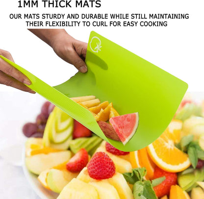 Flexible Plastic Cutting Board Mats, Colored Mats With Food Icons, Gripped Back, Cutting board Set of 4 (1)