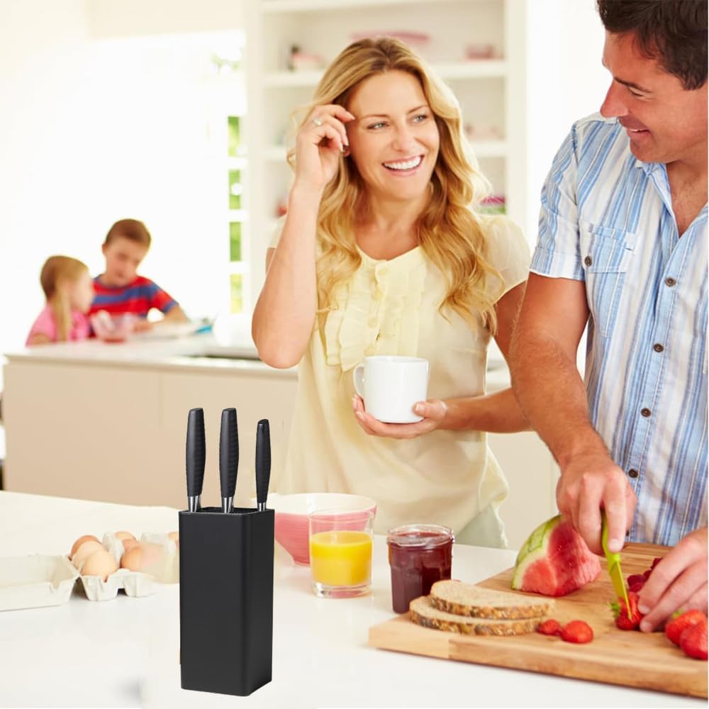 Universal Knife Block Holder,Stand Without Knives Safe Space Saver Large Volume Stable Knife Storage Detachable for Easy Cleaning - Square,C
