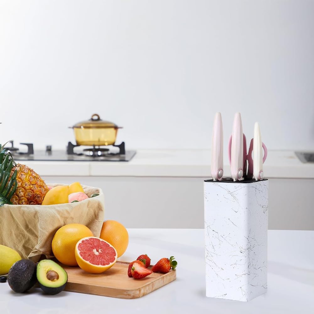 Universal Knife Block Holder,Stand Without Knives Safe Space Saver Large Volume Stable Knife Storage Detachable for Easy Cleaning - Square,C