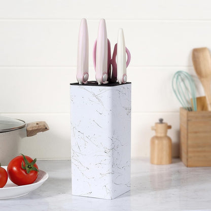 Universal Knife Block Holder,Stand Without Knives Safe Space Saver Large Volume Stable Knife Storage Detachable for Easy Cleaning - Square,C