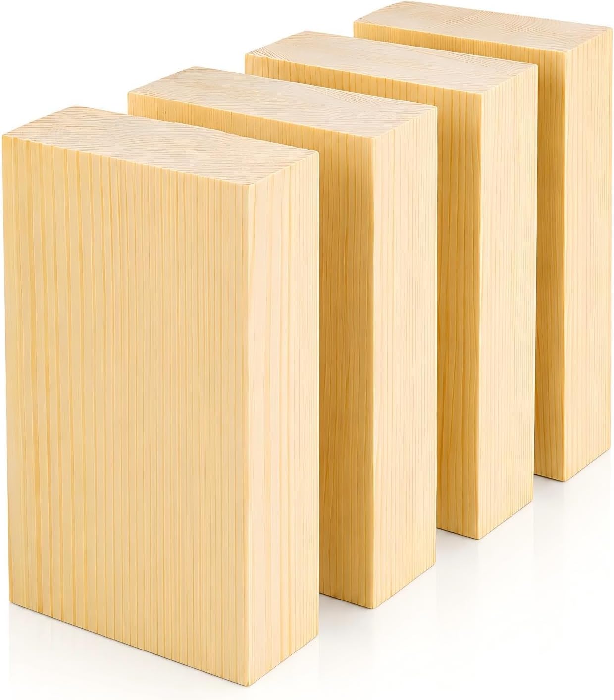 4 Pcs Unfinished Wood Blocks, 3x10x1 Inch Wooden Block, Wood Carving Blocks for Crafting Home Crafts DIY Supplies Carving Crafting