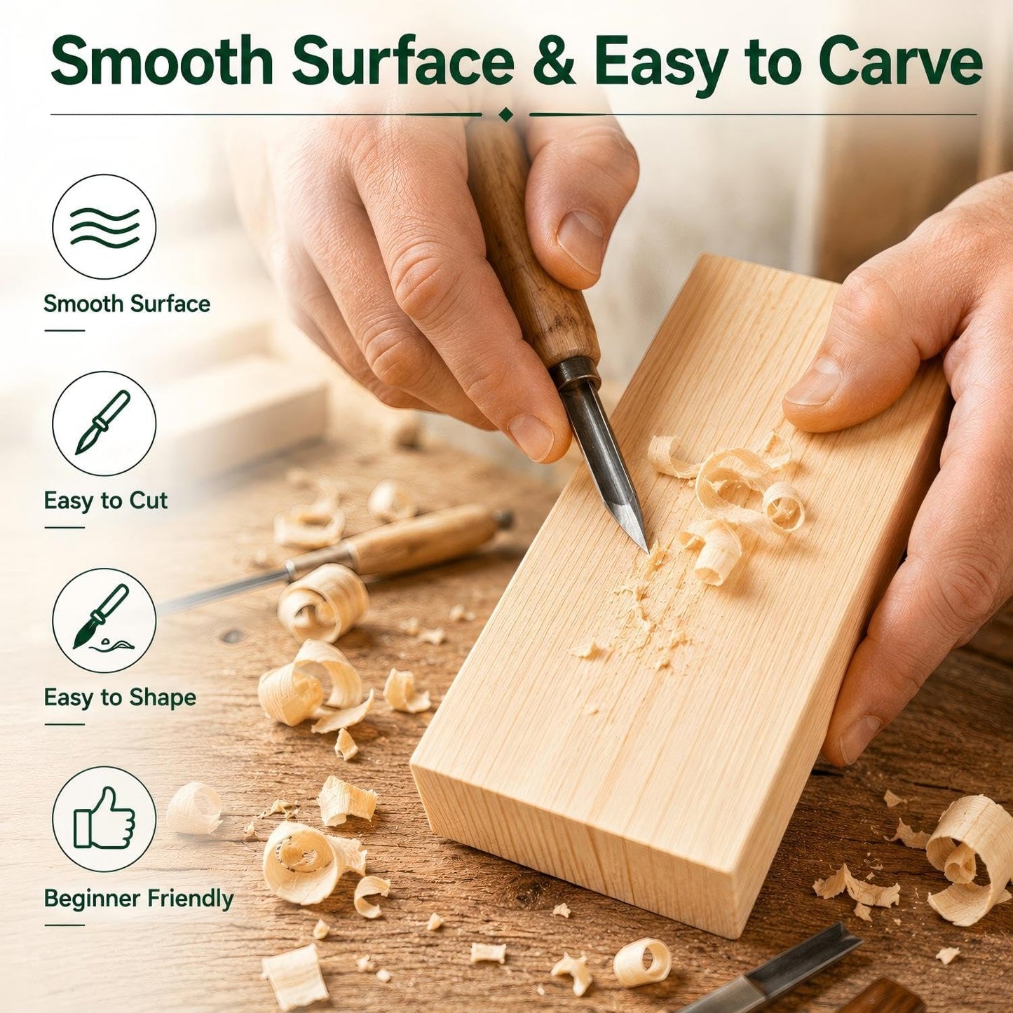 4 Pcs Unfinished Wood Blocks, 3x10x1 Inch Wooden Block, Wood Carving Blocks for Crafting Home Crafts DIY Supplies Carving Crafting