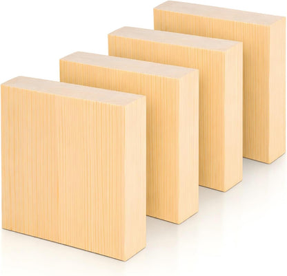 4 Pcs Unfinished Wood Blocks, 3x10x1 Inch Wooden Block, Wood Carving Blocks for Crafting Home Crafts DIY Supplies Carving Crafting