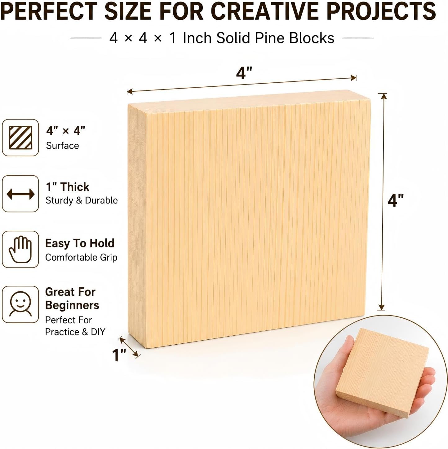 4 Pcs Unfinished Wood Blocks, 3x10x1 Inch Wooden Block, Wood Carving Blocks for Crafting Home Crafts DIY Supplies Carving Crafting